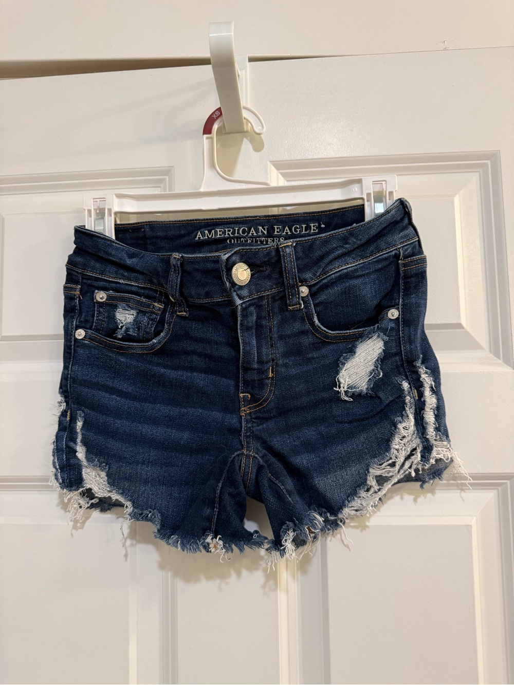 American Eagle Outfitters Dark Indigo Distressed Denim Cutoff Shorts